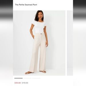 Ann Taylor Elegant Cream Wide-Leg Pants Petite Size 00